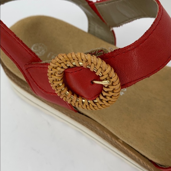 Remonte D0Q52-33 Jocelyn wedge comfort sandals red platform women buckle 40 9 - Picture 2 of 7
